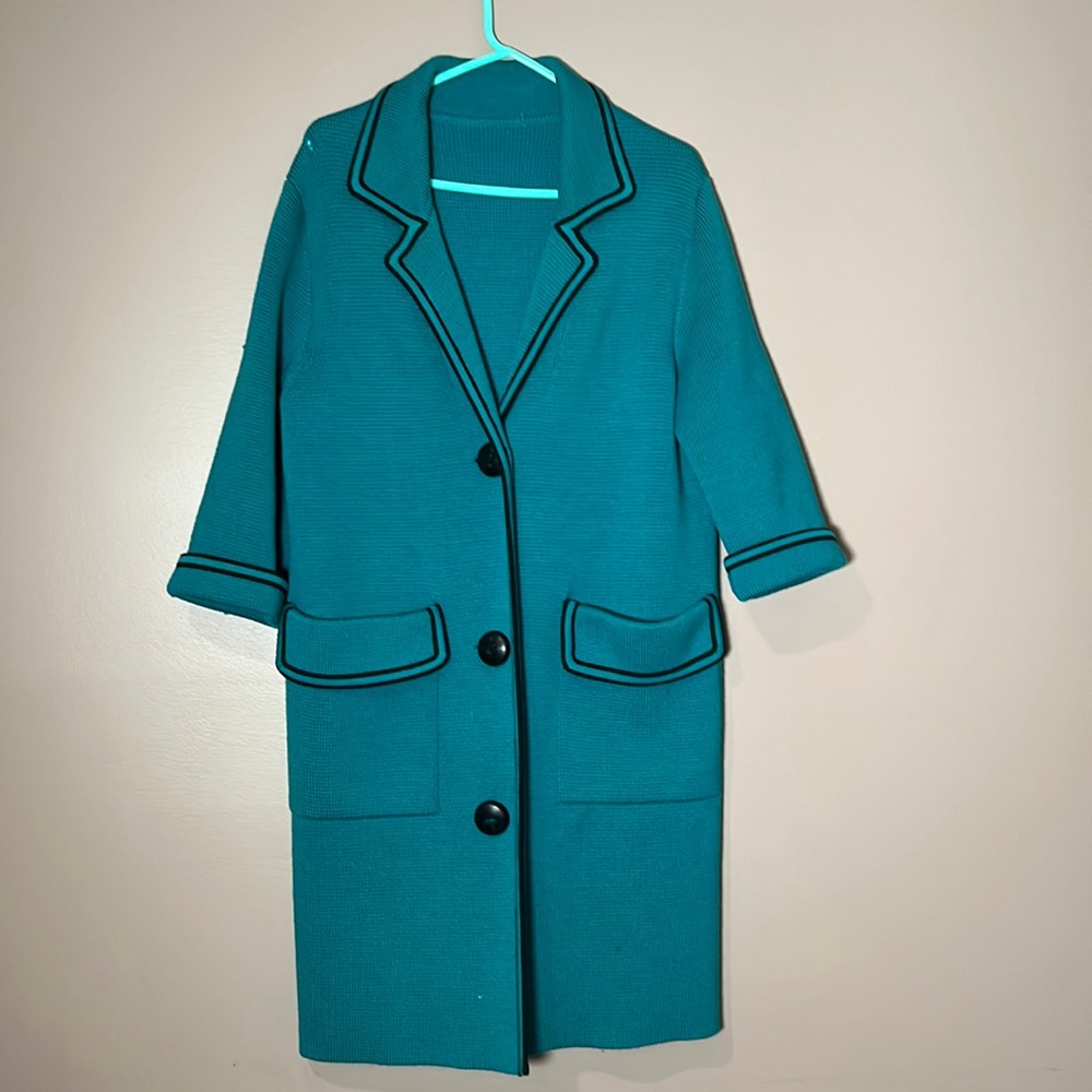 Beautiful turquoise trench sweater